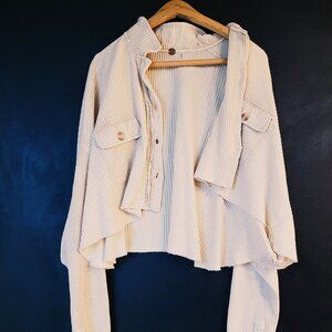 Cream Cropped Long Sleeve Cardigan